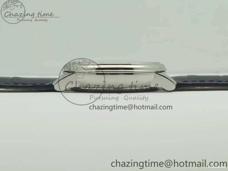 0218 Fashionable De Ville Prestige Real Power Reserve SS TW 1:1 Best Edition White Dial Blue Markers On Leather Strap A 8094